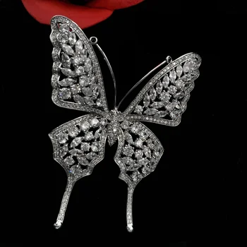Lesk sa Otvorí Jasné, CZ Kamene Kolík Nastaviť Swallowtail Motýľ Broach Pin Hmyzu Šperky pre Ženy Obleku Tému Party Darček