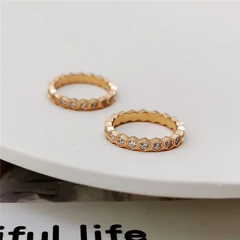 Nový diamond honeycomb rose gold ring žena chvost krúžok ukazovák titánové ocele, šperkov, veľkoobchod veľkoobchod veľa bulk