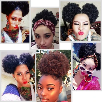 WEILAI Parochne pre Čierne Ženy Afriky, Vlasové Doplnky, predlžovanie Vlasov Nadýchané Vlasy Taška gumičkou, Aby sa Viažu na Vlasy Syntetické Buchty