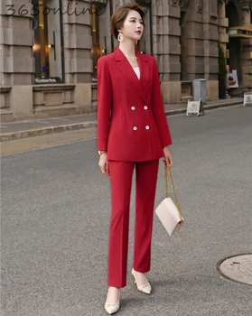 Najnovšie Štýly Formálne Jednotné Vzory Pantsuits s Nohavice a Bundy Kabát pre Ženy Business Pracovné oblečenie Profesionálne Blejzre Nastaviť