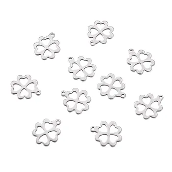 100ks 304 Nerezovej Ocele Four Leaf Clover Charms Prívesky Charms pre Šperky, Takže DIY Náramok, Náhrdelník Dodávky 15x13x1mm