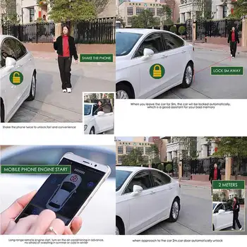 Nastúpenie bez kľúča Auto Alarm Systém Smart PKE Tlačidlo Automatické batožinového priestoru Otvorenie Štart Stop Smartphone Diaľkové Centrálne Zamknutie/Odomknutie