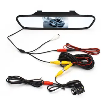 Hikity Auto HD Video Automatické Parkovanie Monitor LED pre Nočné Videnie CCD Auto parkovacia Kamera 4.3 palcový TFT LCD Auto Spätnom Zrkadle Monitor