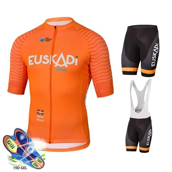 2021 Cyklistické Oblečenie Pro Team EUSKADI Orange Cyklistika Dres Podbradníky Šortky Vyhovovali Ropa Ciclismo Mužov Rýchle Suché, jazda na bicykli, Maillot Nosenie
