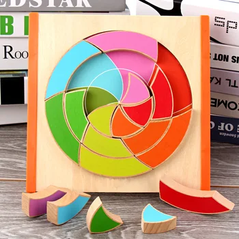 Montessori Materiál Víchrica Mozaiky Puzzle pre deti Montessori Vzdelávacích Drevené Hračky pre Batoľatá 3D Farebná obrazová Skladačka