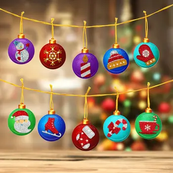 10PC DIY Diamond Maľovanie Vianočných Prívesok, Ručne vyrábané Vianočné Stromu Visí Ozdoby Mozaiky Tvorby Dodávky Súprava Adornos De Navidad