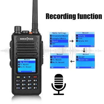 Walkie Talkie GPS DMR Hlasový Záznam VHF UHF obojsmerné Rádiové Dual Band 136-174 & 400-470MHz digitálne DM-1702 Ham Rádio s Farebným LCD