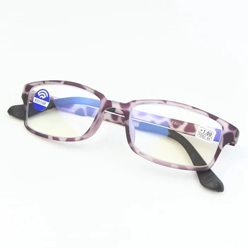 DRDAR dámske okuliare na čítanie K803 Štvorcový rám Módne wild fialová leopard tlač Anti-modré svetlo okuliare