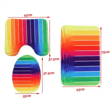 3D Tlač rainbow typ Sprchový Záves Textílie Non-Slip Koberec Kryt Wc Kryt Vaňa Mat Pad Set Nepremokavé Kúpeľňa Opona Stanovuje