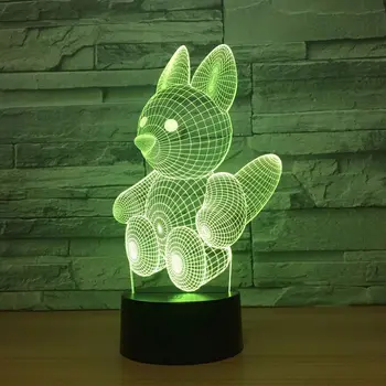 Kreatívne Veverička 3D Lampa Dotyk Akryl Visual Led Nočné Svietidlo Farebné Postupné Nočné Svetlo Domova Drop Shipping