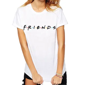 PRIATELIA Písmeno T Shirt Ženy Letné Módy Estetické Priateľov Tv T-shirt Bežné Krátky Rukáv Topy Zábavné kórejský Tees Tričko Žena