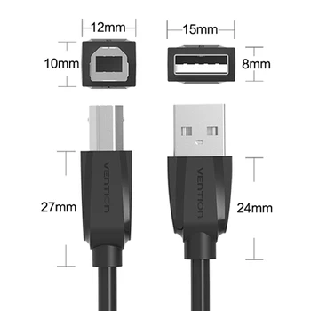 Vencie USB kábla k Tlačiarni za Kábel USB Typ B Samec na Male USB 2.0 Kábel pre Canon Epson HP ZJiang Tlačiareň štítkov DAC, USB Tlačiareň