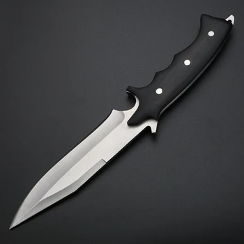 Vonkajšie Prežitie Nôž Full Tang Pevnou Čepeľou Noža z Nehrdzavejúcej Ocele 58HRC Ručné Nôž s Drevenou Rukoväťou