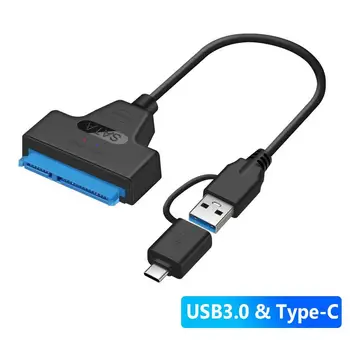 2 v 1, USB 3.0 Typ-C na 22Pin SATA Adaptér 2.5 palcový HDD SSD Pevný Disk Kábel Nové