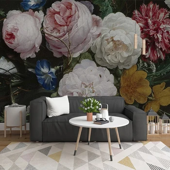 Vlastné 3D Tapety Na Steny Roll Európskom Štýle Retro Nostalgické Kvetinový Kvety Veľké Nástenné Art Nástenné Maľby Obývacia Izba Dekor