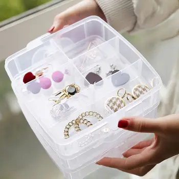 Transparentné Prenosné Veľké Šperky Organizátor Úložný Box Kontajner Prípade Displej