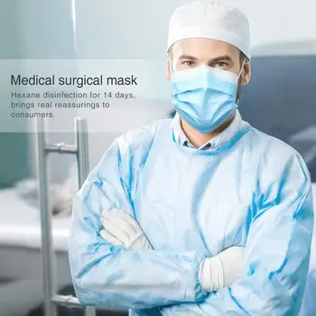 Lekárske Maska Chirurgické Masky 3 Vrstvy Proti Prachu Jednorazové Netkaných Elastické Strmeň Úst Tvár Prachotesný Tváre Ochranný Kryt