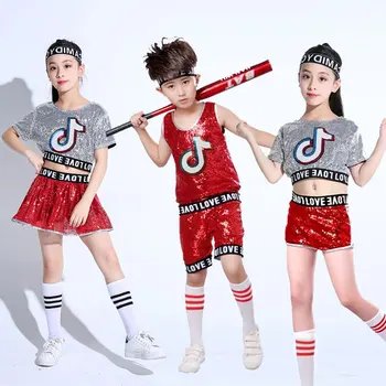 Songyuexia Dievčatá Jazz Tanečných Kostýmov, Deti Kórejský Sexy Tanec Oblečenie Vystavení Pupok Prílev Nových Kalórií Tanečné Kostýmy