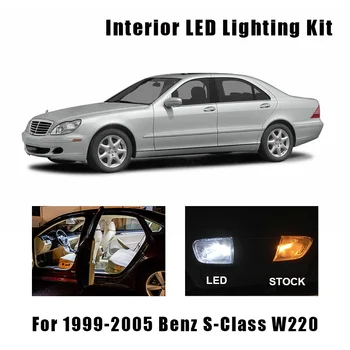 21pcs Biela, Canbus Auto, Interiér LED Žiarovky Mapu Dome Stropné svietidlo Držiak Pre 1999-2005 Mercedes Benz S-Class W220 Čítanie Dvere Lampa
