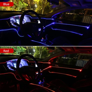 EL Drôt Auto Neon LED Svetelné Dekorácie Pásy Prístrojovej doske Okolitého Svetla Pre Volkswagen Golf 5 6 Passat B5 B6 B7 Bora MK5 MK6 Tiguan