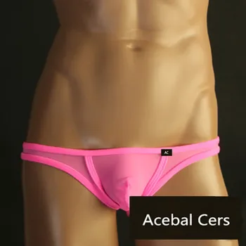 2019 Acebal Cer TM homosexuáli bielizeň pánska spodná bielizeň transparentné Mini Sexy Mužov Sklzu Manview Nízkym Pásom Cueca Gay Mens Bikiny