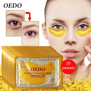 OEDO 40pcs=20packs Zlato Očná Maska Zlatý Krištáľ Kolagénu Anti-temný Kruh Hydratačné Anti-Aging Kyselina Hyaluronová Oko Patch