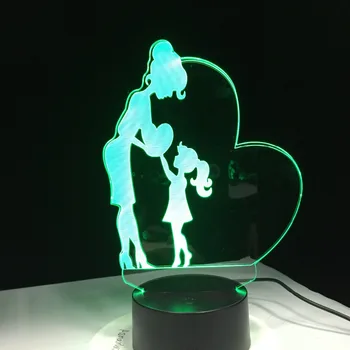 Mama a Dcéra Darom Lásky 3D Lampa LED Nočné Svetlo 7 Farieb Zmeniť Matka Darček Späť Do Školy Rozpočet Riešenie Darček Kvapka Loď
