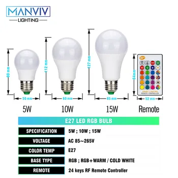 Smart LED RGB Žiarovka E27 15W 10W 5W 220V RGB RGBW RGBWW Stmievateľné Pamäť Režim, IR Diaľkové ovládanie Farebné Kúzlo Dovolenky Bar, Nočný Klub Lampa