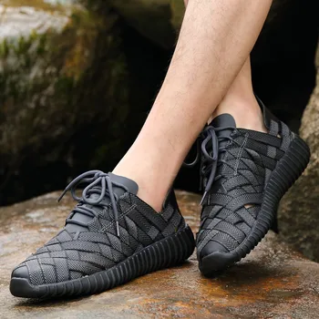 2020 Hot Vysoká Kvalita pánske členkové Topánky Pár letných priedušná pletené módne topánky ručne vyrábané topánky Masculino Zapatos Hombre