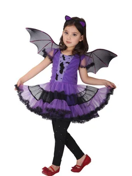 Halloween Kostýmy Batoľa Bat Tlač Kostým Čarodejnice s hlavovým oblúkom Krídla pre Dievčatká