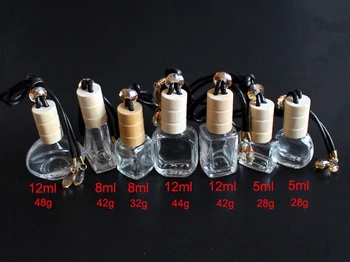 Nový Príchod 20pcs/veľa 5ML 8ML 12ML Číre Sklo Auta Prívesok Visí Fľaša Naplniteľné Parfum Balenie Fľaša s Drevenými Spp