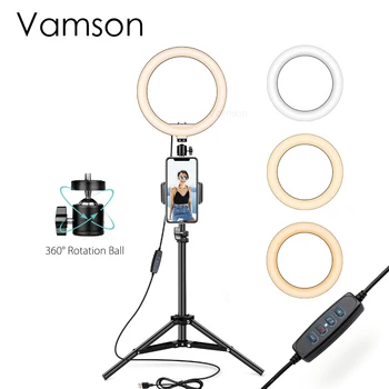 Vamson Krúžok Svetla, 3 Farby Svetla & 10 Stlmiť Jas Premium LED Osvetlenie pre YouTube Selfie Svetlá LED VLS07A