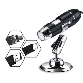 500/1000/1600X USB Digitálny Mikroskop 8LED zväčšovacie sklo S Kovom Stojan Rozhranie Elektrónový Mikroskop Podporu Okno Telefón Android
