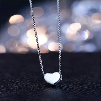LULU-PRASA Horúca novinka 925 Sterling Silver Náhrdelník Jednoduchý Módny Krásne tvare srdca kľúčnu kosť Reťazca N0013A