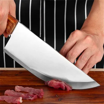 SHI BA ZI ZUO W301 7.7-palcový kuchynský nôž 30cr13 nehrdzavejúcej ocele červené drevo rukoväť vysokej kvality Čínskych kuchárov chopper