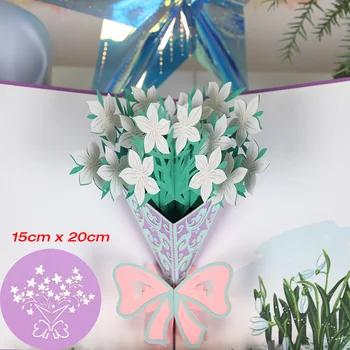 3D Pop-UP Kvet Pozvánky Karty Strana Pozvanie Baby Sprcha Darčeky Rose Svadobné Blahoželanie Výročie Darčeky Pohľadnicu