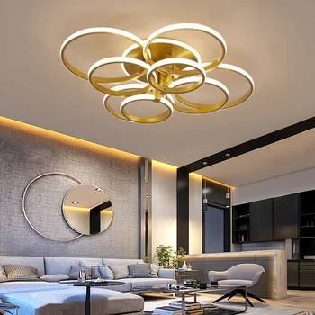 Moderné Stropné Svietidlá LED Stropné Svietidlo Pre Obývacej Izby, Spálne, Biela káva farebnú povrchovú montáž okrúhle Lampy diaľkové ovládanie
