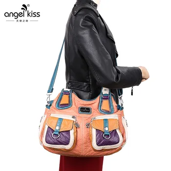 Angelkiss Nové Žien hobo ramenný crossbody taška ženy bežné veľké kapsičky vysoko kvalitnej PU kožené dámske messenger taška