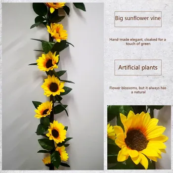 Umelé Slnečnice Viniča 10 Veľké Slnko, Kvety, Domáce Rúry Navíjanie Pásky Dekorácie Ratanové Kvety, Domáce Dekorácie, Doplnky