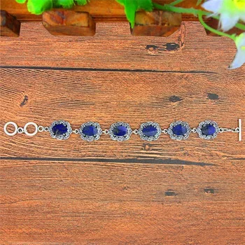 Oválne Lapis Lazuli Kameň Náramok Slivka Kvet Dizajn Retro Vzhľad Starožitného Striebra Plátovaného Módne Šperky TB341