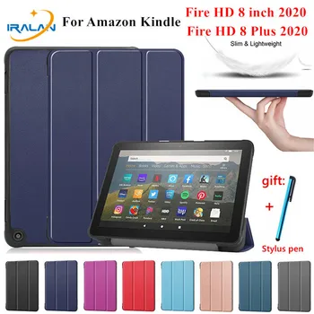 Puzdro Pre Amazon Kindle Fire HD 8 Plus 2020 Tablet Kryt Pre Fire HD 8 palcový 2020 Prípade Magnetické Smart Kožený Ochranný obal+Pero
