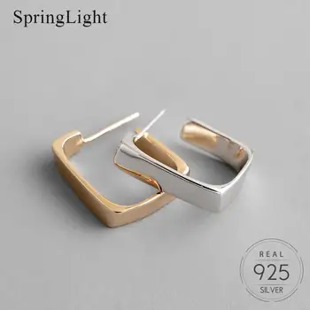 Springlight Nových Prírastkov Kórejský Iny Štýl Geometrické Námestie Hoop Náušnice Nepravidelný Jednoduché Trendy 925 Sterling Silver Jemné Šperky