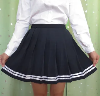 Japonský JK macarons skladaný jednotné sukne školáčka jednotné sukne s vysokým pásom farbou sukne multicolor
