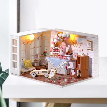 DIY Drevené Miniatúrny domček pre bábiky 1:24 Mierka Ručné Doll House Model Budovy Súpravy, Hračky pre Deti, Dospelých