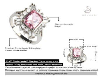 SHUNXUNZE Európskej Snubné prstene, šperky dámske oblečenie príslušenstvo Ružovými Zirkónmi Ródium Á R331 veľkosť 6 8 9