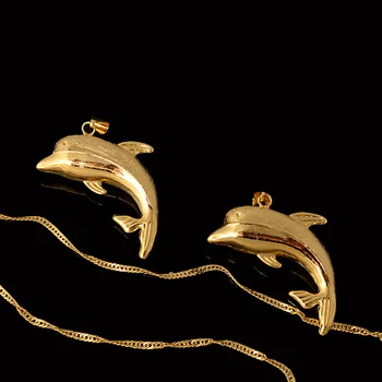 Kindlegem Veľkoobchod Čistého Zlata Farba Roztomilý Delfíny Náhrdelník Prívesok Pre Ženy Afriky Dubaj Šperky Taliansko Vysokej Kvality Bijoux
