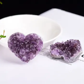 1pc Prírodné Ametyst Crystal Love Heart Shape Quartz Liečivý Kameň Pre Domáce Dekorácie Ornament Fialová Feng Shui Kameň Dropship
