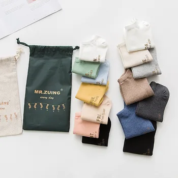 7pairs nové 2018 týždeň anglický 22 cm výšivky bavlnené ponožky lady stealth pohodlné, vysoko kvalitné lode ponožky na jar a leto