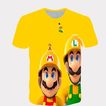 Chlapci/Dievčatá Sonic The Hedgehog & Super Mario Cartoon Vytlačené Funny T-shirts Deti Krátke Sleeve Tee Deti Ležérne Oblečenie