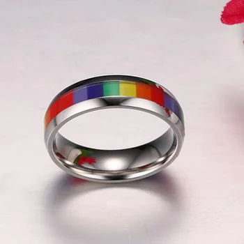 Rainbow LGBT Krúžok z Nehrdzavejúcej Ocele Svadobné Kapela Lebian Gay Prstene Pre Ženy, Mužov Veľkoobchod Šperky